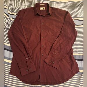 Express Men Fitted deep red Button Down Shirt